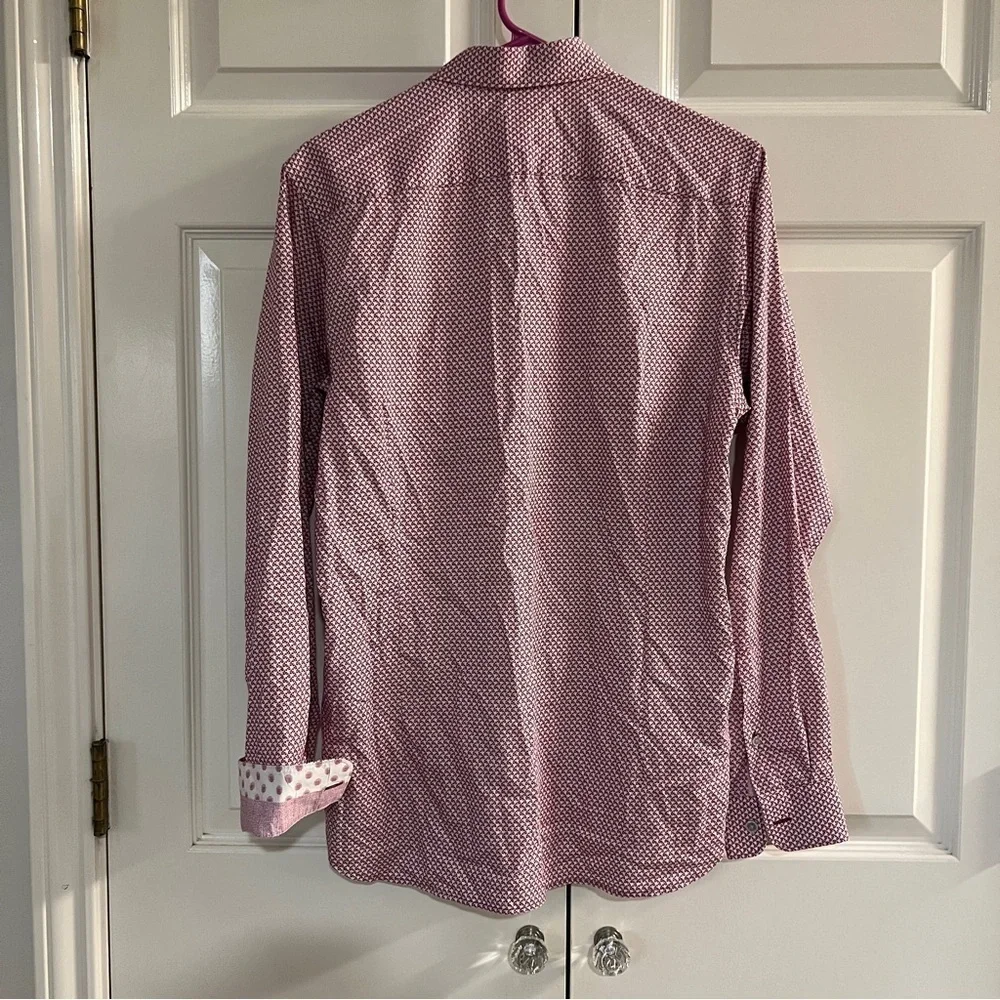 Ted Baker Button Down Shirt Purple and White print size 3 (Medium)
